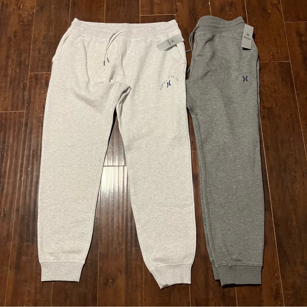 2 Hurley Men’s Fleece Jogger - Gray and White